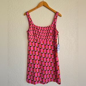 Diane Von Furstenberg and Target, Geometric 90s Pink Mini Dress. Size 8